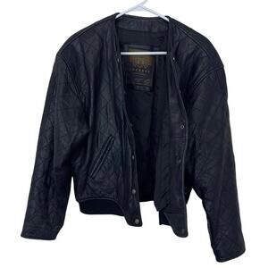 Express Vintage Genuine Leather Quilted Bomber Jacket Size M Moto Edgy Bikercore